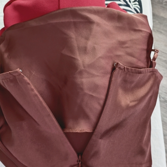 Express Rust colored Belted Long Leg Jumpsuit Jumper. - Picture 6 of 9